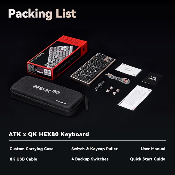 ATK x QK Hex80 HE Magnetic Gaming Keyboard 80% TKL CNC Aluminum Hall-Effect Ti Switches 8 kHz Polling Rapid Trigger RGB Backlight (Sand Gold)