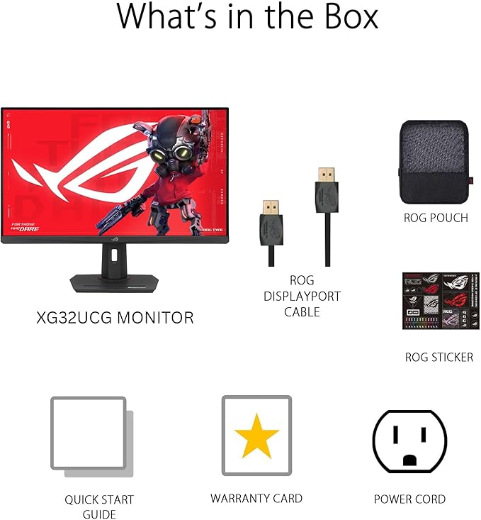 ASUS ROG Strix 32” 4K HDR Gaming Monitor (XG32UCG) – 3840x2160 Dual Mode (4K 160Hz/FHD 320Hz) 0.3ms Fast IPS Extreme Low Motion Blur Sync USB-C G-SYNC Compatible Tripod Socket 3 yr Warranty