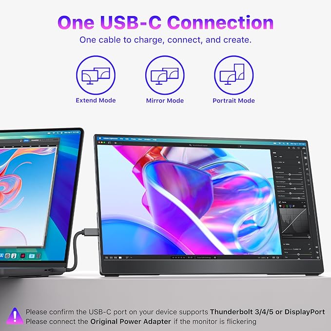 VisionOwl Portable Monitor for Laptop IPS USB-C HDMI Travel Second Monitor for MacBook Pro Air PC PS5 Xbox Portable Second Screen Built-in Kickstand Speakers VESA Mountable 15.6 Inch