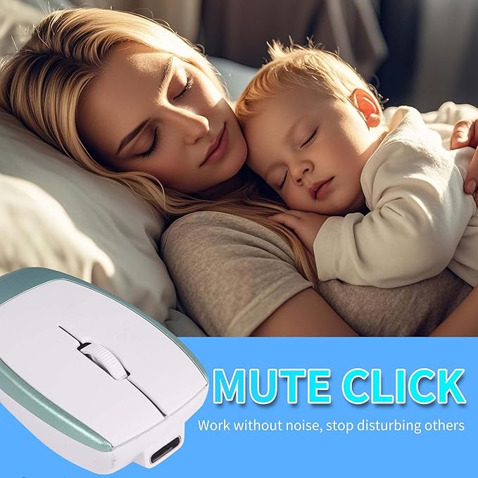 Wireless Mini Bluetooth Mouse with Card Reader (Up to 2TB) Portable Compact Silent Rechargeable Small Finger Optical Travel Mouse for PC/Laptop/Tablet/Smartphone Students Kids Girl Boy Gift (Green
