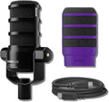 Rode PodMic USB Dynamic Broadcast Microphone with Purple WS14 Pop Filter