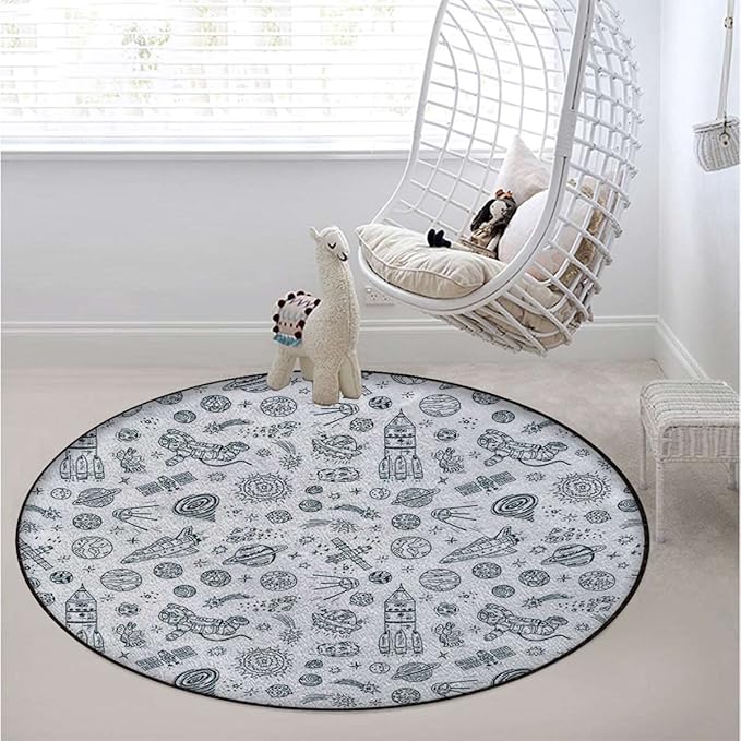 Modern Style Round Chair CushionFloor mat thickest Chair Cushion Hardwood Floor Protection mat for Office and Home Computer Chairs Hipster HDrawn NostalgicGreen Diameter 39.3 in