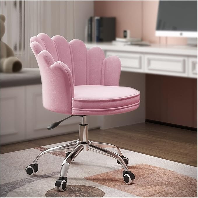 Adjustable Office Computer Chair with Armrest Office Chair Office Pink Study Home Game Chair Swivel Lift Bedroom Chair(Gray-Silver)