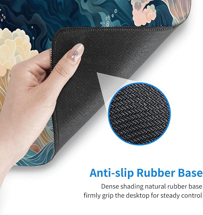 Wave Desk Cover MatExtended Large Mouse PadComputer Laptop Mat Desk Decor for Office Game Home 30x16 Inch