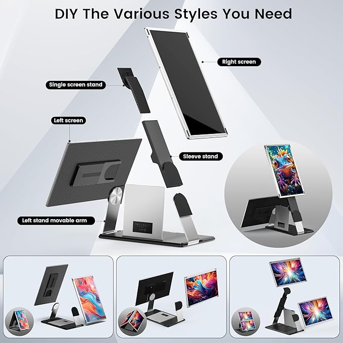 S6 Laptop Screen Extender | Silver | 15.6'' | FHD 1080P | 86% NTSC | Triple Laptop Monitor Extender | Working with Windows Mac DeX Chrome Desktop Mini PC