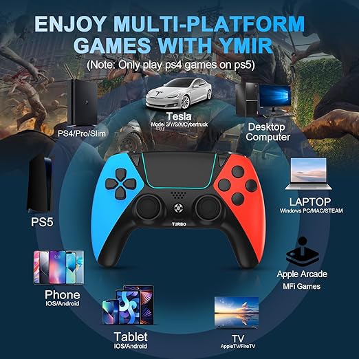Enstixsm Upgraded for Luna Controller with Back PaddlesTurboWireless Fire TV Game Controllers for PCGeForce NOWFirestickReplacement for Luna Gamepad with ALPS JoystickNo Drift Stick Blue and Re