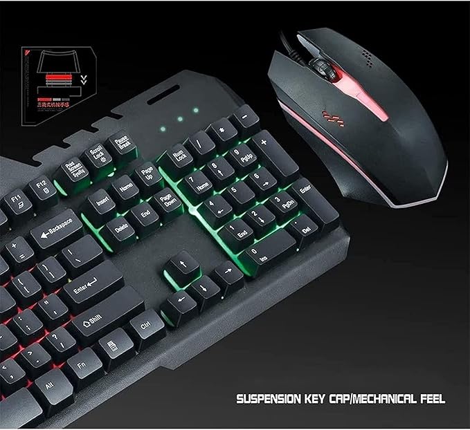 Wired Gaming Keyboard Mouse ComboCompact 104 Keys Backlit Computer Keyboard with Gaming MouseUSB Wired Set for Laptop and Computer