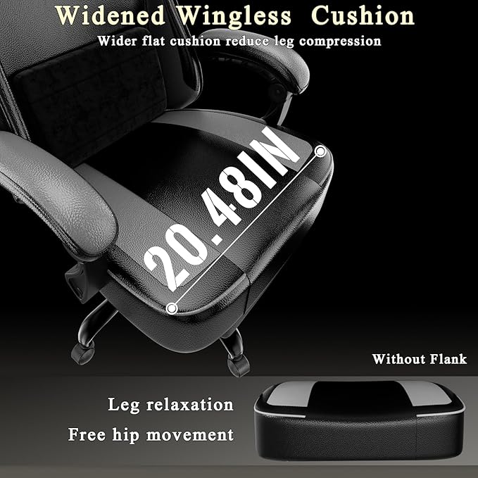 Gaming Chair with Pocket Spring Cushion and Footrest Ergonomic Computer Chair for Adults Breathable PU Leather Game Chair