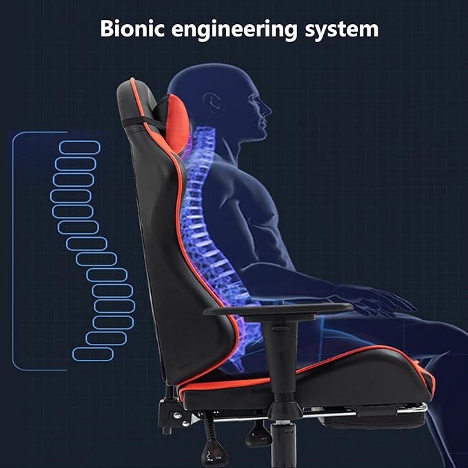Gaming Chair with Footrest Lumbar Support and Headrest Ergonomic High Back Video Game Chair Heavy Duty Office Computer Desk Chair with 360°-Swivel Seat Height AdjustableOne Size Black Yellow