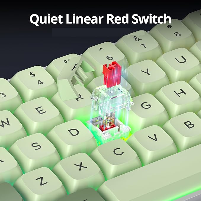 Green 65% Percent Small Mechanical Keyboard 68 Key RGB Gaming Keyboard Red Switch USB-C Wired Keyboard PBT XDA Keycaps Compact Mini Key Board for Game Office (68 Matcha)