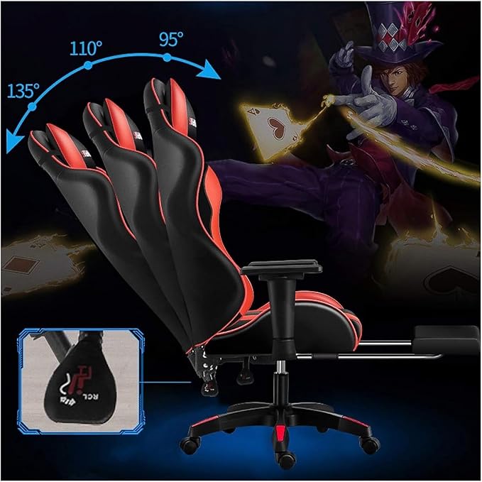 Chair Ergonomic Gaming Chair with Headrest and Breathable Skin-Friendly Mesh with Footrest Ergonomic Design PC Gaming Chair Desk Chair Executive (Color : Light Green Size : Red)