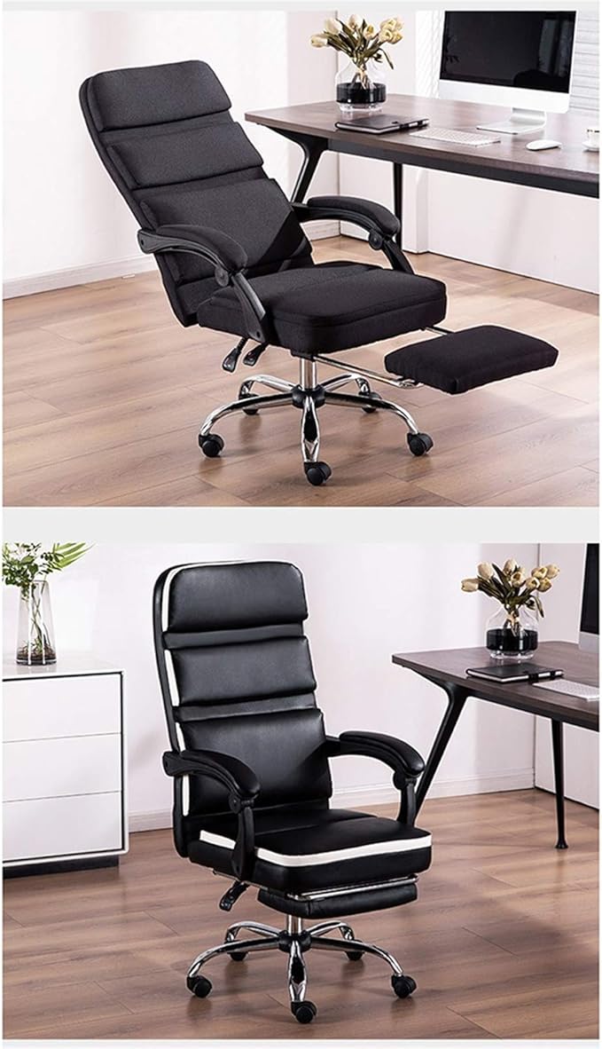Black Living Room Gaming Chair Home Office Desk Chair with Rocking Function and Footrest Executive Swivel Chair 51 * 114-124CM(Color:Black)