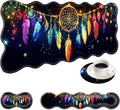 Large Mouse Pad and Keyboard Wrist Rest Desk Pad for Keyboard and Mouse 4-in-1 Large Gaming Mouse Pad with Wrist Support Desk Mat for Home Office Study Game-Colorful Dreamcatcher