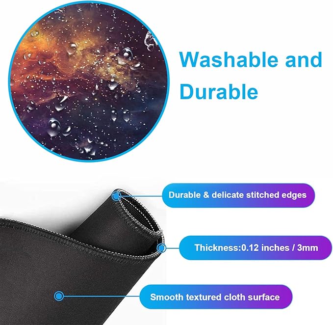Large Extended Gaming Mouse Pad with Stitched Edges Non-Slip Waterproof Rubber Base Mouse Pad for Office Computer Keyboard Laptop and Home Desk Pad 35.4 x 15.7 x 0.12 Inch (Starry Sky)