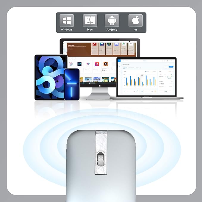 Bluetooth Wireless Arc Mouse Dual Model (2.4G+BT5.1) Rotating Foldable Mouse for Microsoft Rechargeable Portable Mice for Laptop Notebook PC MacBook Chromebook
