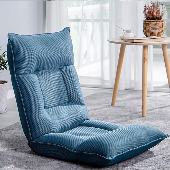 BTZHY Floor Chair Tatami Floor Chair Sofa Lightweight and Mobile Perfect Back Gaming Chair Support Great Folding Adjustable for Gaming and Studying(Blue)