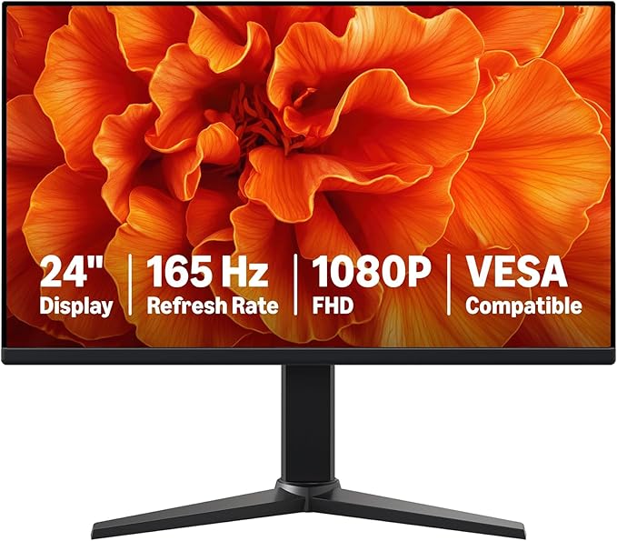 Amazon Basics 24 Inch (23.8 inch viewable) Gaming Monitor FHD 1080P 165Hz VESA Compatible Adaptive sync 1ms Response Black