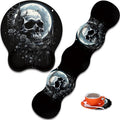 Mouse Wrist Rest and Keyboard Wrist Rest Pad+ Coaster Set Non-Slip Rubber Base Smooth Surface Ergonomic Gaming Mouse Pad for Easy Typing and Pain Relief Skull Rose Under The Moon