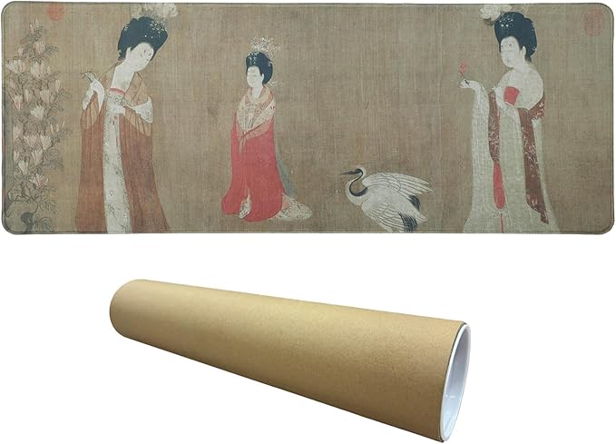 Chinese Style Famous Art Mouse Pad 31.5x12 Inches Non-Slip Rubber Base Waterproof Desk Mat for Office &amp Gaming (Extended XX-Large Adorning Hairpin Ladies (Chinese Ancient Painting))