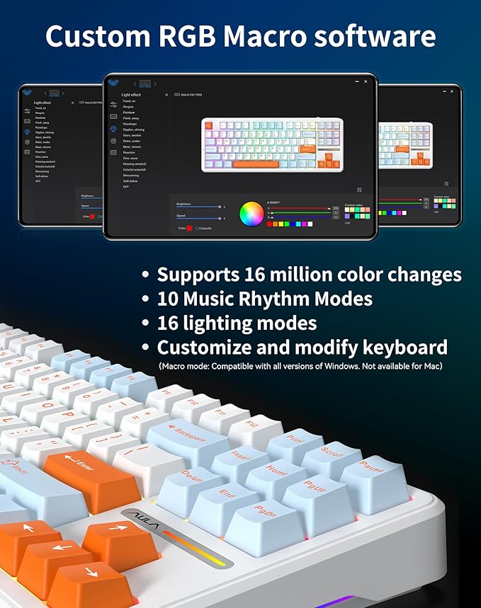 Aula F87 Pro Wireless Mechanical Keyboard 87-Key TKL Tri-Mode (BT5.0/2.4G/USB-C) Hot Swappable Gasket Mount Keyboard 4000mAh Battery RGB Backlit PBT Keycaps Custom Gaming Keyboard for PC Mac