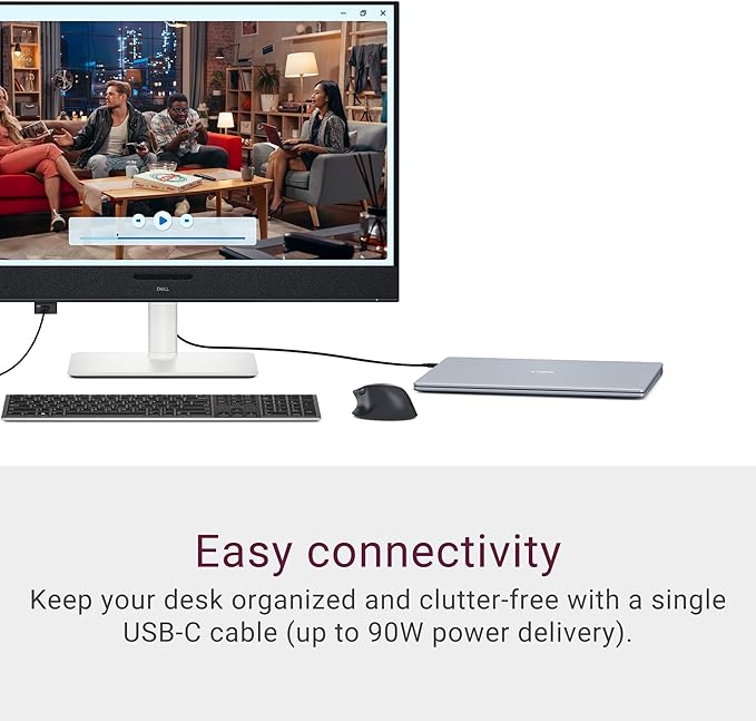Dell 32 Plus 4K QD-OLED Monitor S3225QC - 31.6-inch (3840 x 2160) 120Hz 0.03ms Display AI-Enhanced 3D Spatial Audio Height/Tilt/Swivel/Slant Adjustment - Ash White