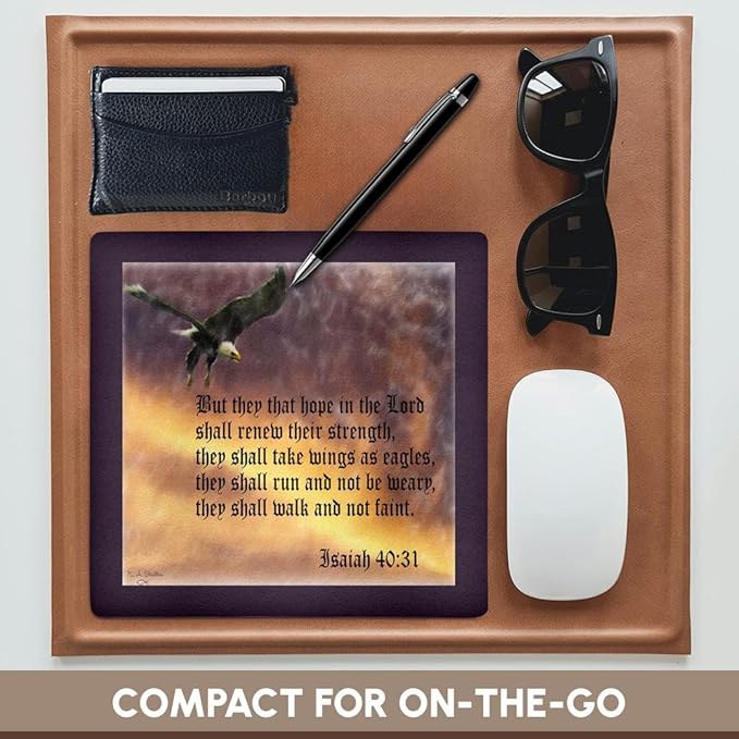 3dRose LLC 8 X 8 X 0.25 Inches Isaiah 40-31 Bible Verse with Eagle Against a Troubled Sky Mouse Pad (mp_27419_1)