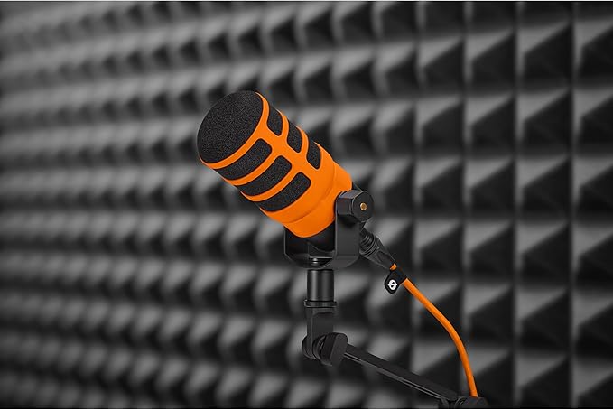 Rode PodMic Cardioid Dynamic Broadcast Microphone with WS14 PodMic Pop Filter - Orange