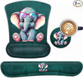 Keyboard Wrist Rest and Mouse Pad Wrist Support Set Ergonomic Gel Mouse Pad Wrist Rest with Non-Slip Base for Home Office Desk Pad Cartoon Animal Cute Baby Elephants Pattern Gaming Mouse Mat
