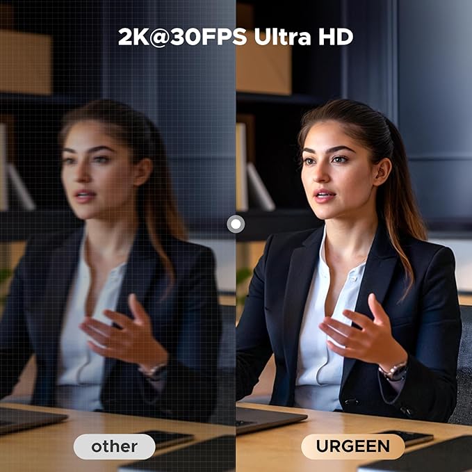 UGREEN 2K Webcam with 4-Level Ring Light Full HD Webcam for PC with Microphone Privacy Cover USB Web Camera Compatible with Switch 2 Streaming Conference Zoom Teams Computer/Laptop/MacBook