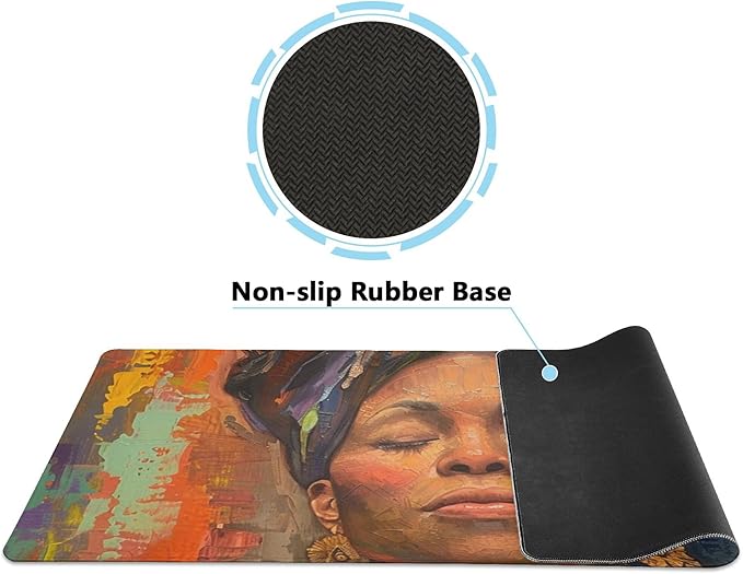 ALAZA African American Oil Painting Large Gaming Mouse Pad Big Mousepad Mice Keyboard Mat with Non-Slip Rubber Base for Computer Laptop Home &amp Office 35.4 X 15.7 inch