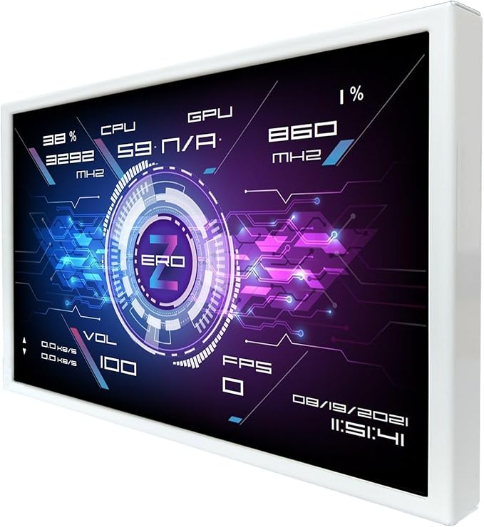 VSDISPLAY 10.1 Inch White LCD Monitor 1280x800 IPS PC Case Screen Monitoring GPU CPU RAM Dataas Secondary Display for PC Case Computer Laptop