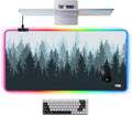 Vyaaa Extended Mouse Pad 39.3 x 19.7 RGB Desk Mat Extra Large Desk pad with Non-Slip Rubber Base Keyboard Mouse Pad Suitable for Home Gaming Office(Forest)