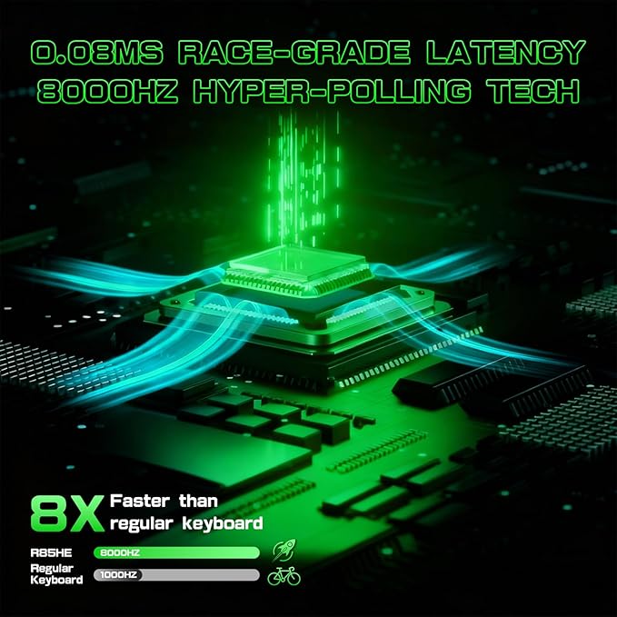 ATTACK SHARK R85 HE Wired 75% Rapid Trigger Mechanical RGB Gaming Keyboard with Custom Lightbox8KHz Polling Rate0.005mm RT Accuracy0.08MS LatencyHall EffectMagnetic SwitchDriver for PC-Green