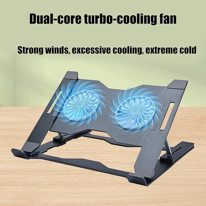 Adjustable Aluminum Laptop Stand with Cooling Fan Ergonomic Ventilated Notebook with LED Lights Ventilated Notebook