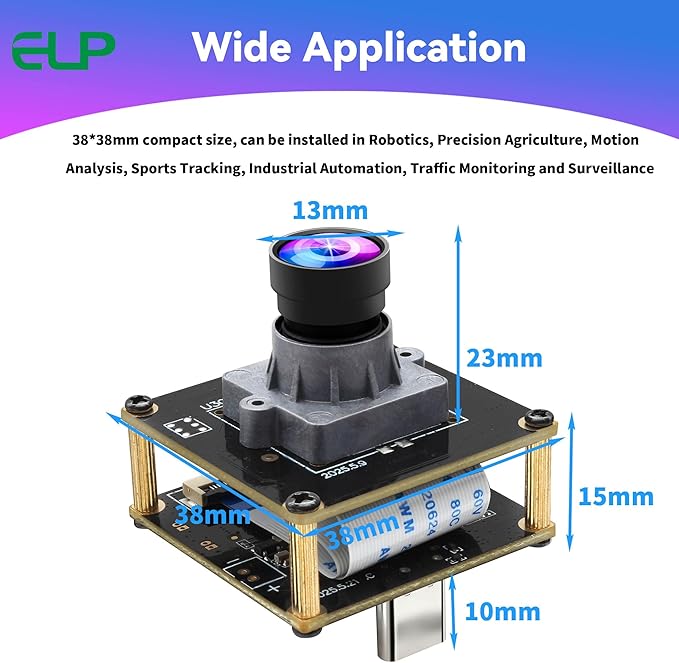 ELP High Speed USB3.0 Camera Module 1080P/230fps 4K/60fps 12MP/30fps Mini UVC USB3.0/2.0 Lightburn Cameras for Windows Linux Mac Pi Wide Angle 88°(H) IMX577 Webcam Board for PC Jetson Nano
