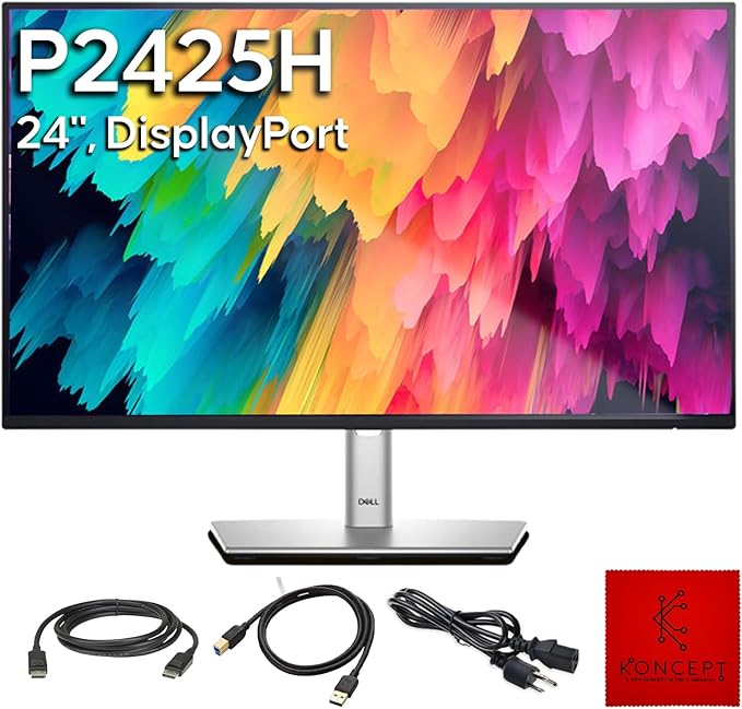 P2425H for Dell Replacement - Computer Monitor Screen 24 16:9 IPS Bundle with Stand - Full HD 1920 x 1080-1 Year Warranty - LED 100Hz - with DisplayPort &amp USB 3.0 Upstream Cable - New Model