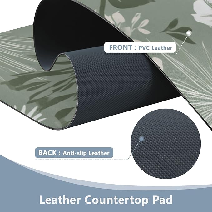 Mouse Pad Desk Mat Leather Desk Pad Large Gaming Desk Cover Protector Mat for Keyboard Computer Laptop Office Waterproof 47.2 x 23.6 Inch Tropical Palm Leaves Birds Flowers