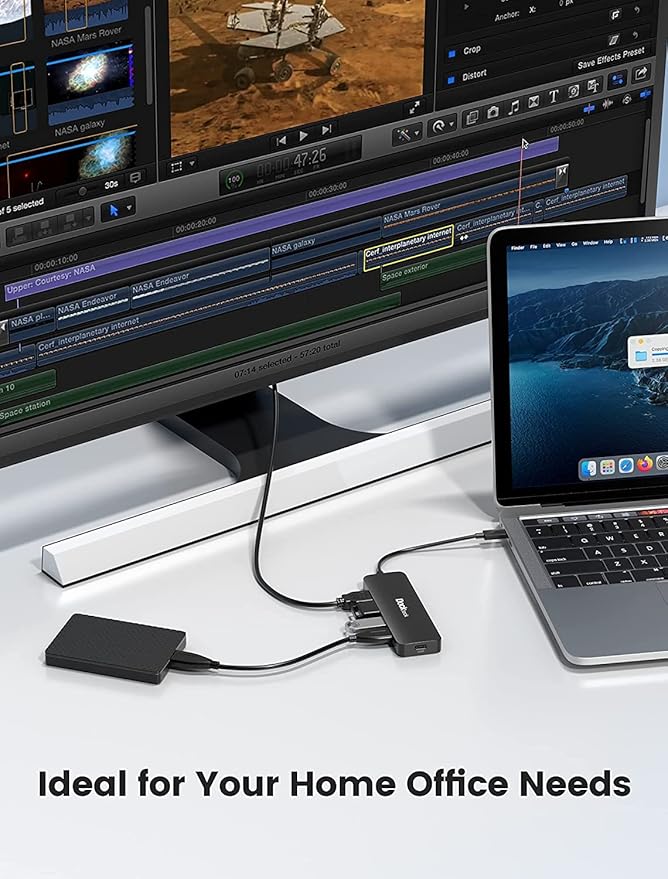 USB C HUB 4K 60Hz Dockteck USB-C Multiport Adapter 5-in-1 with 4K HDMI 100W Power Delivery 3 USB 3.0 Data Port for MacBook Pro/Air M1 2020 iPad Pro 2021 iPad Mini 6 Surface Pro and More