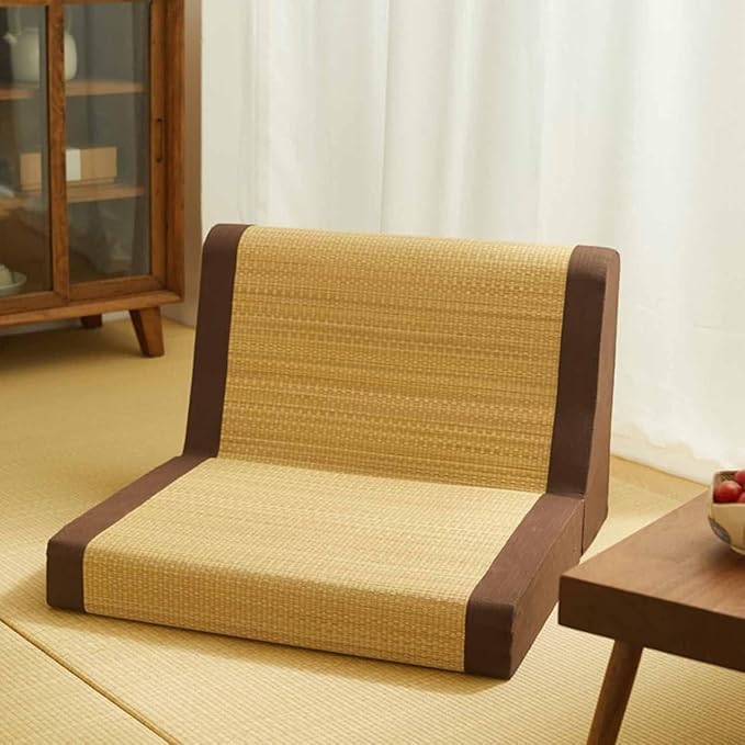 BTZHY Floor Chair Ground Row Chair Grass Back Chair Tatami Chair Lazy Low Sofa Japanese Ground Row Chair Foldable Low Chair(SchwarzM)