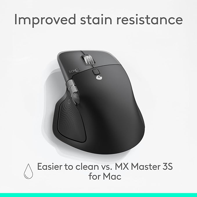 Logitech MX Master 4 for Mac Ergonomic Bluetooth Mouse with Advanced Performance Haptic Feedback Ultra-Fast Scrolling USB-C Charging MacOS iPadOS Windows - Space Black