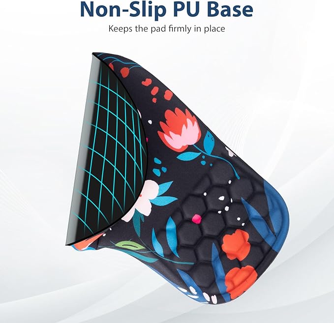 EYROZILL 3 in 1 Ergonomic Mouse Pad and Keyboard Wrist Rest Cute Mouse Pad with Wrist Support Massage Design Non-Slip Wrist Pad for Mouse Desk Mouse Set(Flower)
