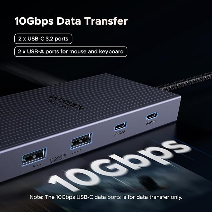 UGREEN 12 in 1 Triple 4K Docking Station with 2 HDMI DP 2x10G USB C 2×USB-A2.0 100W PD SD/TF 1000Mbps Ethernet 3.5MM Audio Revodok Pro USBC Hub Multiple Adapter for DELL HP and More