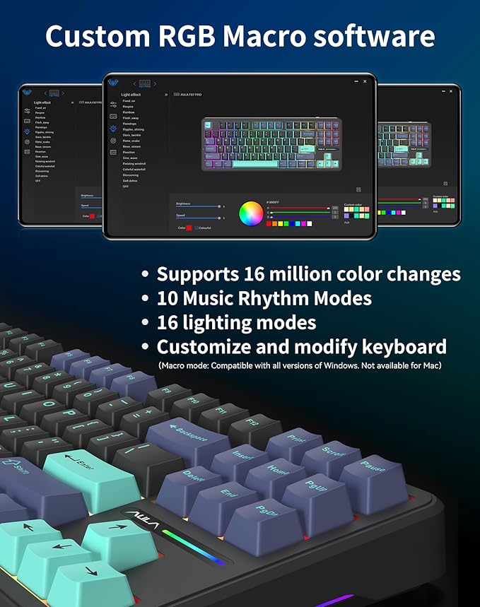 Aula F87 Pro Wireless Mechanical Keyboard 87-Key TKL Tri-Mode (BT5.0/2.4G/USB-C) Hot Swappable Gasket Mount Keyboard 4000mAh Battery RGB Backlit PBT Keycaps Custom Gaming Keyboard for PC Mac