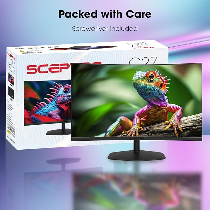 New! Sceptre Curved 27-inch Gaming Monitor 1500R 100Hz HDMI X2 DisplayPort 1ms 100% sRGB Build-in Speakers Machine Black 2026 (C275W-FW100T)