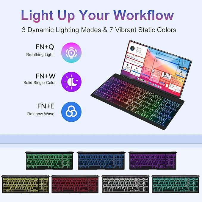 12.8 Portable Touchscreen Keyboard Screen Extender with Silent Keyboard USB-A Type-C Monitor for Laptop Desktop Mini PC MacBook(Driver Need)