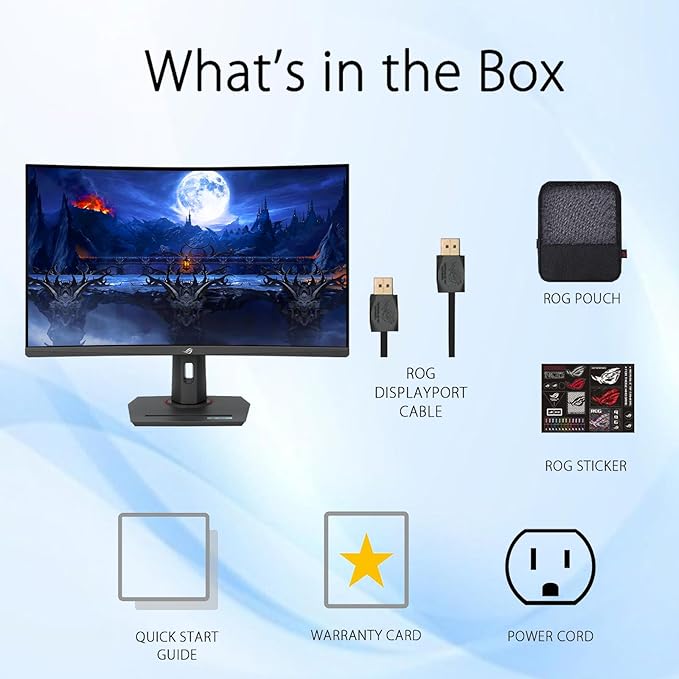 ASUS ROG Strix 32 QHD Curved Gaming Monitor - 280Hz Ultrafast Refresh Rate 2560x1440 Fast VA Display 1ms GTG ELMB Sync USB-C HDR400 DP HDMI USB-CTripod Socket DisplayWidget Center