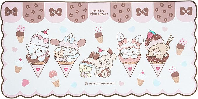 GeekShare Mouse Pad with Stitched Edge Non-Slip Rubber Base Large Gaming Mouse Pad Cute Cartoon Waved Edge Desk Mat for Gaming Home Office Work - Mikko Ice Cream