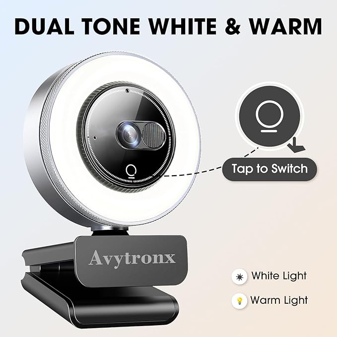 2K Webcam for PC with Microphone &amp Built-in Light USB Computer Camera for PC/Laptop/Mac/Monitor Streaming Webcam with Privacy Cover for Zoom/Skype/Teams/Video Calling/Conference/Online Classes