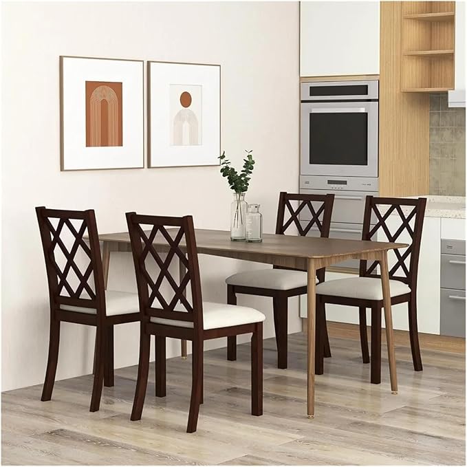Adjustable Office Computer Chair with Armrest 1pcs Wooden Armless Kitchen Dining Chairs Rubber Wood Legs Max Load 400Lbs