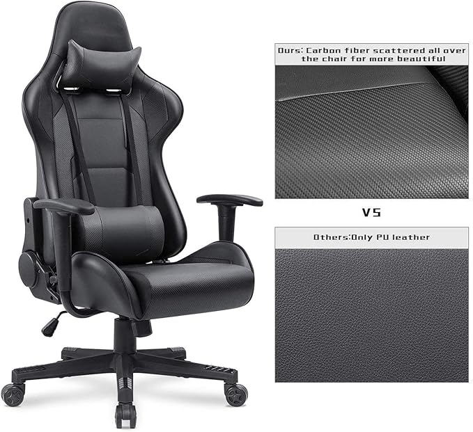 WANYE Adult Gaming Chair Gaming Chair Gaming Chair with Massage Reclining Gaming Chair High Back PC Gaming Chair Ergonomic Gaming Chair (Red) Black